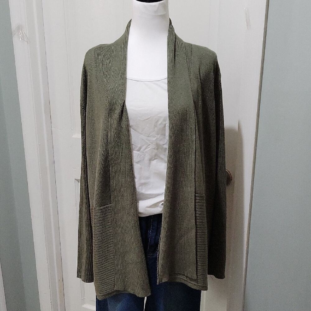 NWT Verve Ami Cardigan  Forest Green Womens 2X  Waterfall Open Front, Plus Size